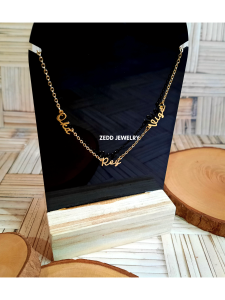 Kalung Nama - Zedd Jewelry: Warna Silver dan Emas Tahan Lama Anti Karat - Cantik Berkualitas Cocok Untuk Kado Hadiah - 3 Name Series Necklace: Titanium 18K Gold Plated - COD Bayar Di Tempat