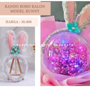 BANDO BOBO BALON BANDO KEPALA KELINCI BUNNY BANDO HIASAN KEPALA BUNGA MAWAR