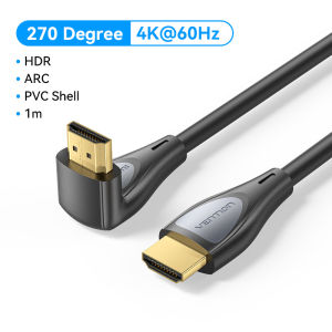 Vention HDMI Cable 4K HDMI 2.0 Cable 90 270 Degree Angle Adapter Cord for Smart TV Nintendo Switch PS5 PS4 Splitter Video Audio 90 Degree HDMI Cable 1M 2M 3M