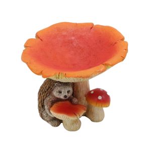 YAZHE Creative Hedgehog Mushroom Feeder Bowl Resin Waterproof Bird Feederc Yard Ornament Crafts Animal Feeding Trough Outdoor