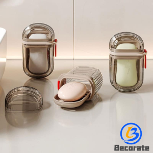 BECORATE Premium Portable Mini Soap Box Sealed Drain Travel Pack Transparent Soap Box with Lid