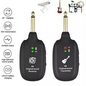 Pro wireless musical instrument receiver/transmitter for guitar bass drums electronic wind instruments saxophone connecting to speakers rechargeable no latency high-fidelity sound quality