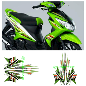 STIKER STRIPING LIS LES BODY MOTOR YAMAHA XEON 125 TAHUN 2012 FACELIFT WARNA PUTIH-HIJAU STANDAR