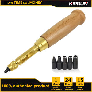 KIPRUN Automatic Belts Punch Hole Punch Screw Replaceable Mute Rotary Punching Punchers Leather Punch Watch Craft Tool Hole Punch Screw Drill Tip Die With 6 Size Tip 1.5-4mm Automatic Belts Screw