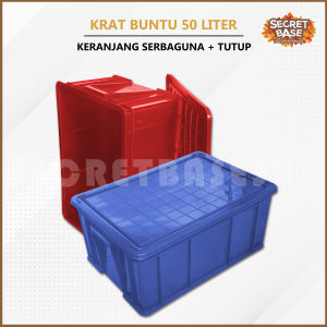 KRAT BUNTU 50 LITER + TUTUP - Bak Kolam / Box Keranjang Buntu Serbaguna