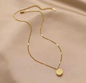 Kalung Wanita Titanium Lapis Emas 23k / Perhiasan Fashion Wanita Titanium Import / Kalung Wanita Korea Import