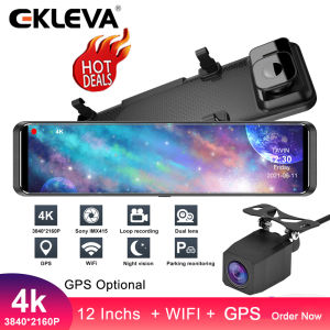 Ekleva 12 inchs cảm ứng IPS màn hình xe hơi camera gương chiếu hậu 4K UHD 2160P Camera hành trình ghi hình ban đêm tự động đăng ký Wifi đầu ghi video đầu ghi hình cho xe ô tô ghi hình ban đêm