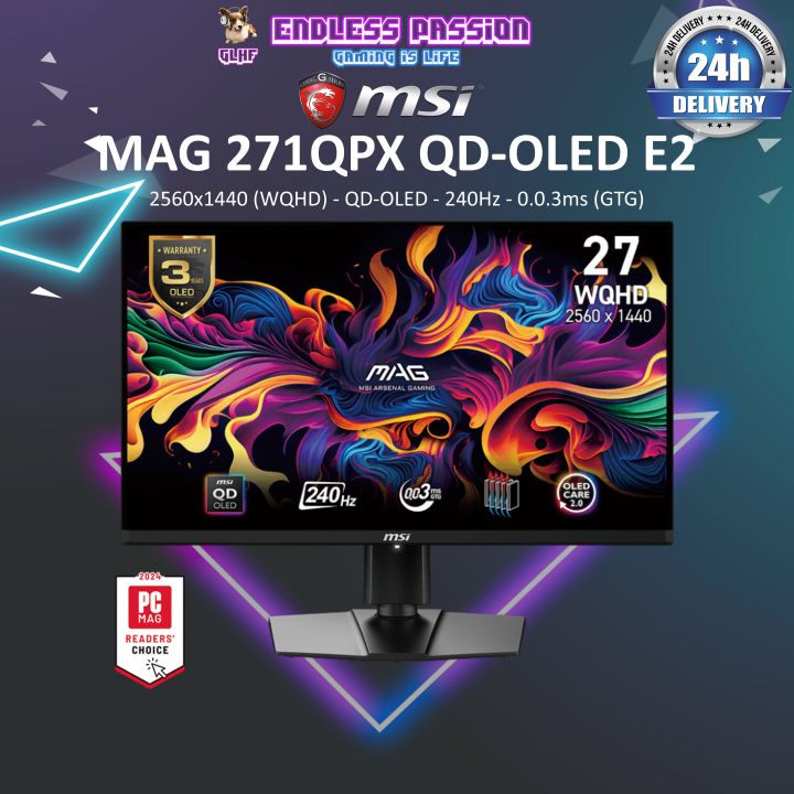 100% Genuine MSI MAG 271QPX QD-OLED E2 27-inch 2K 240Hz 0.03ms Gaming ...