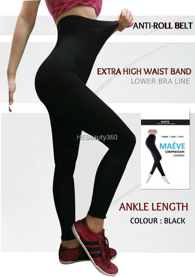 Elaine High Waist Tummy Compression Slimming Leggings in Black