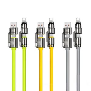 240W cực nhanh sạc 4 trong 1 cáp cho iPhone & thiết bị Android với cổng Loại C và sét