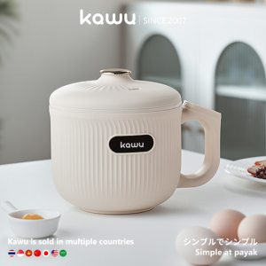 Kawu 1.2L Multi-Functional Mini Rice Cooker Smart Control Suitable for Noodles Porridge & Hot Pot500W Non-Stick Electric Cooking Pot