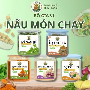 Bộ Gia Vị Nấu Món Chay VIETTA SPICES (Bột Hành Tím Gừng Nghệ Thì Là Ngò Rí Sấy) - Tự Nhiên Thuần Chay Tiện Lợi