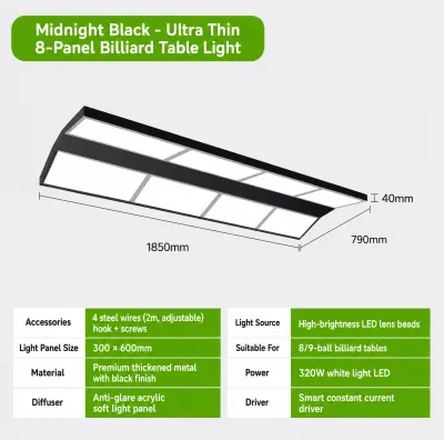 LED pool table lamp billiard room light bright anti-glare energy-saving waterproof and moisture-resistant classy vibe