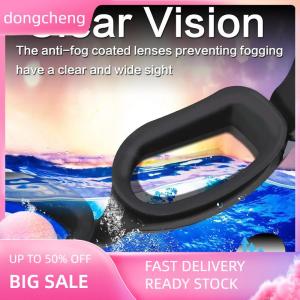 dongcheng แว่นตาว่ายน้ำกันฝ้าสำหรับผู้ใหญ่แว่นตาว่ายน้ำซิลิโคนกันน้ำปรับได้สำหรับผู้ชายและผู้หญิง