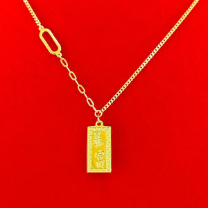 Rantai emas 916 original simple versatile high-end and rich gold brick necklace