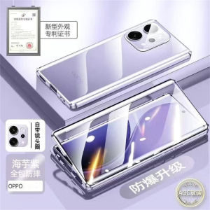 360 Full Case For Oppo Reno 14 Pro 5G Reno14 14Pro Double Sided Adsorption Metal Tempering Glass Phone Cover