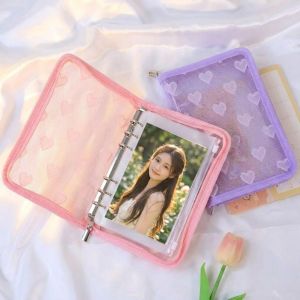 CHLOCH Khóa may liền Album bìa còng Kích thước A5 Trang trí hình trái tim bằng ren Sổ tay có khóa Đẹp Vỏ phủ lấp lánh Sổ ghi chép nhật ký Vật dụng học tập của trường học