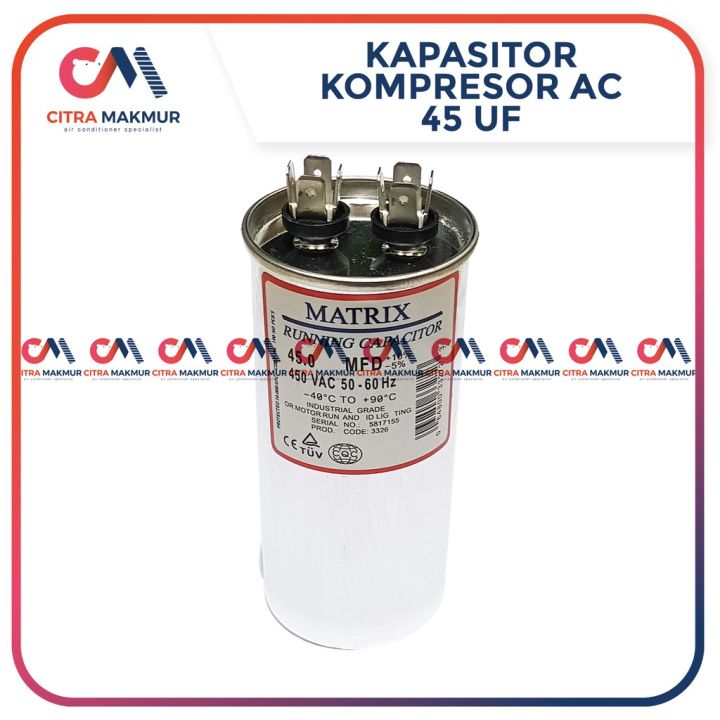 Kapasitor AC 45 uF Capasitor Air Conditioner Kompresor Compresor Tabung ...