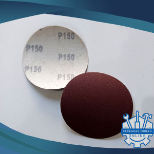 Amplas Bulat Velcro (Kain) 4 Inch Red/Merah Aluminium Oxide