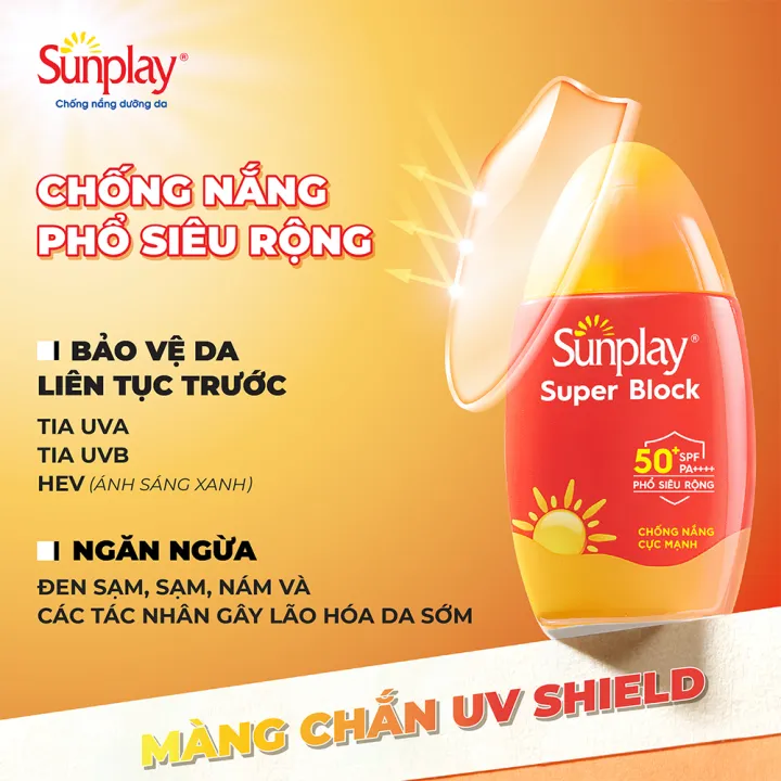 [VB] Bộ 2 Kem chống nắng Sunplay cực mạnh, ngừa đen sạm da hiệu quả dạng sữa Sunplay Super Block SPF 50+, PA++++ 70g
