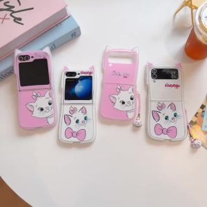 2025 New For Samsung Galaxy Z Flip 7 Z Flip 6 Z Flip 5 Z Flip 4 Z Flip 3 case Folding screen mobile phone case cartoon painted cute mary cat cat ears shape TPU Silicone Soft Case