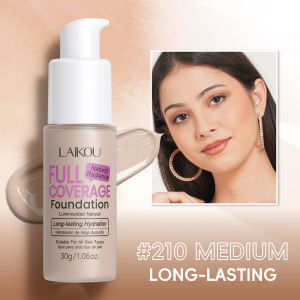 LAIKOU Full Coverage Hydrating Foundation | 24H Wear Natural Matte Finish Sweat-Proof & Buildable | For All Skin Types