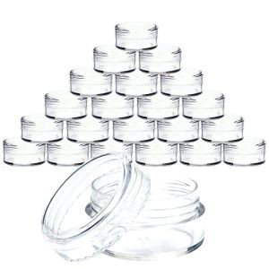 20Pcs 2g 3g 5g 10g 15g 20g Clear Cosmetic Makeup Pots Empty Plastic Sample Jar Art Container for Cream Sample Lotion Lip Balm