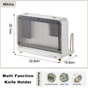 JustLiving Household Countertop Cutlery Storage Rack with Drain tray PP Moisture-proof Tableware Storage Rack Kitchen Chopping Board Storage Holder Detachable Chopsticks Barrel Anti-mold Spoon and Fork Storage Box Kitchen Utensils Storage Shelf