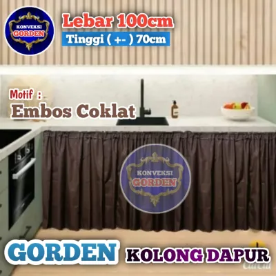 Tirai kolong dapur Gorden kolong meja kompor set plus tali