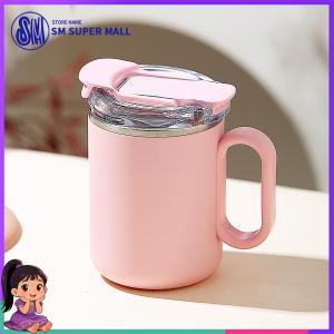 【SM Mall】Japanese Minimalist 304 Stainless Steel Coffee Cup with Detachable Folding Spoon for Home Office Commute Portable Breakfast Tumbler Milk Mug Double Wall Insulated Travel Cup for Hot Coffee