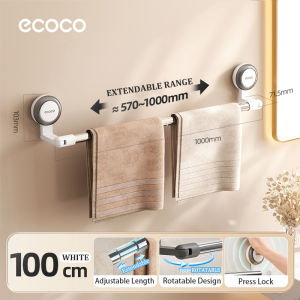 Ecoco Suction Cup Towel Holder Rotatable for Bathroom Corner Organizer Adjustable Clothes Rod 3 Length
