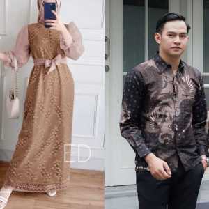 Inara Couple Gamis Kemeja Muslim Brokat Tile Kondangan Fashion Wanita Dan Pria Terlaris Baju Pasangan Maxy Luis Tunangan Lamaran Wisuda Bridesmaid Kekinian