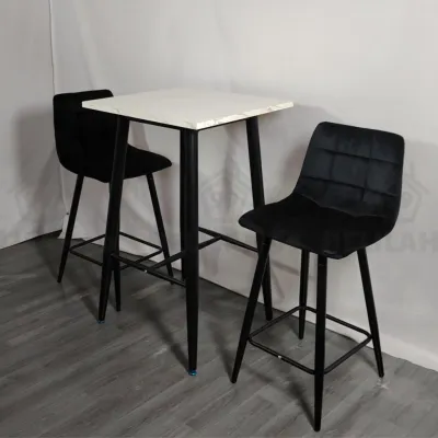 Belilah Wood Top Island Table Set 95cm Meja Makan Kerusi Tinggi Bar High Table Chair Set Dining