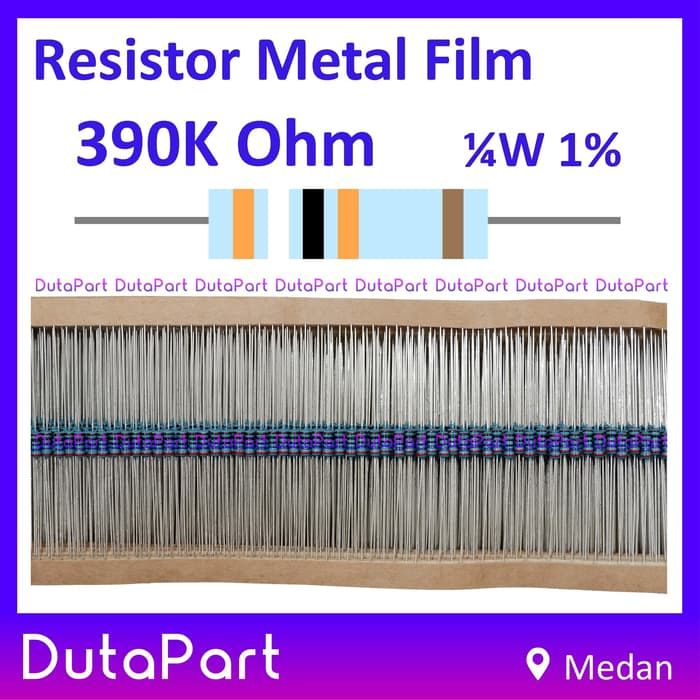 30 PCS Resistor Metal Film 390K Ohm 1/4W 0.25W Toleransi 1% Kwalitas ...