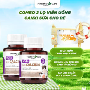 Combo Viên uống Canxi sữa Healthy Care Kids Milk Calcium 270mg 60 viên - Bổ sung Canxi và Vitamin D3 Hỗ trợ phát triển xương và răng cho bé từ 4 tháng đến 3 tuổi