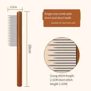 Terminator Wooden Wood Flea Tick Lice Comb / Deshedding Hair Fur Removal Grooming Comb Brush for Dogs & Cats Sikat Kutu