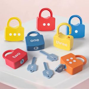 JIANZ Math Count Number Lock Key Toys Unlock Key Number Matching Learning Number Toy Boys Girls Plastic Early Educational Toys Kindergarten