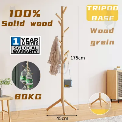 🇸🇬Clothes Rack Stand 100% Beech Wooden/ Coat Rack Stand Nordic Style Clothes Hanger Rack Bag Rack Stand Organizer