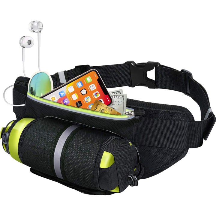 Iway Running Belt with Water Bottle Holder Waterproof Bum Bag