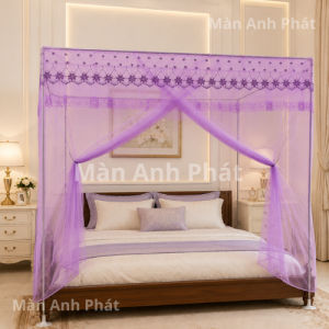 Màn khung Không Khoan tường mẫu 4 trụ màn đặt trụ dưới sàn màn khung cửa vén ra vào tiện lợi