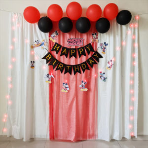 Paket Dekorasi Ulang Tahun Anak Background Tema Mickey Mouse