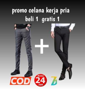 promo celana kerja beli 1 gratis 1 [ hemat ongkir ] Celana Bahan Formal/Celana Kantoran Pria Katun/Celana Erigo Berkualitas Restleting Kuat Jahitan Rapi Murah/Celana Bahan SlimFit /ada celana shot wanita  COD1