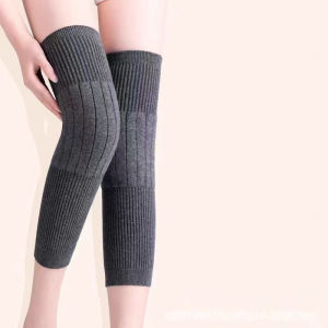 สนับเข่าผ้าแคชเมียร์ยาวพร้อมกํามะหยี่หนาและอบอุ่น สนับเข่าผู้หญิงวัยกลางคนและผู้สูงอายุ