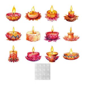 Lotus Flower Candle Stand Deepavali decoration item Candle Decoration Festival Sticker Lotus Tealight Candle Holder Set
