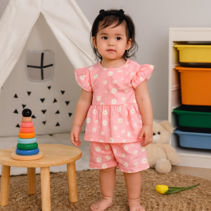 ALISA - SET SONIA DAISY / SETELAN BAJU ANAK PEREMPUAN RUFFLE BUNGA