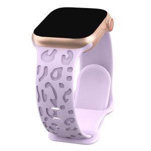 Engraved Silicone for Apple Watch Ultra 2/Ultra Strap 49mm 45mm 44mm 42mm 41mm 40mm 38mm iWatch Band Leopard Print Strap for Apple Watch Series 12 11 10 9 8 7 6 5 4 3 2 1 SE2 SE