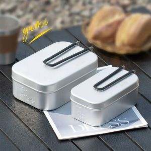 CILL Portable Aluminum Lunch Box Old-fashioned Heated Aluminium Mess Tin Bowl Pan Steaming Rack Camping Tableware Outdoor