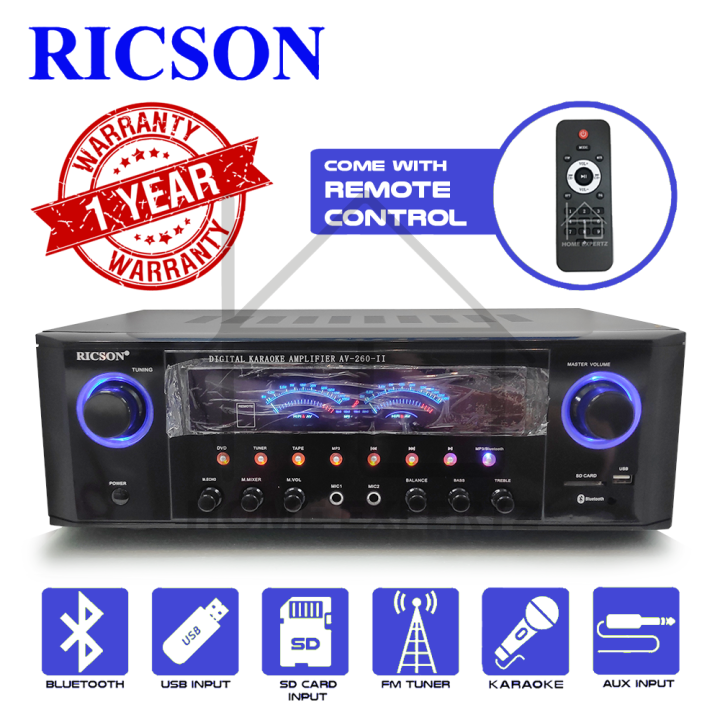RICSON KARAOKE AMPLIFIER WITH FM/ BLUETOOTH / USB PLAYBACK (AV-260 II)