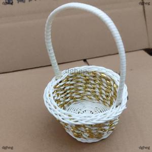 [COD] dgheg 1pc Woven Flower Basket Hand-Held Basket Wedding Party Decorative Basket