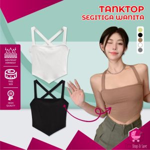 BabyShop-P330 Tank Top Crop Segitiga Model Tali Belakang Silang Atasan Wanita / Tanktop Basic Knit Singlet Crop Cewek Import Korean Fashion